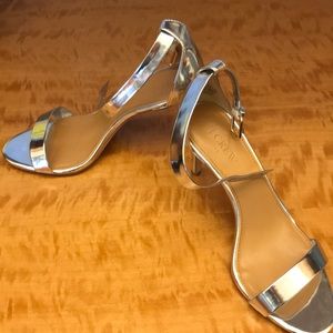 Jcrew silver metallic heels